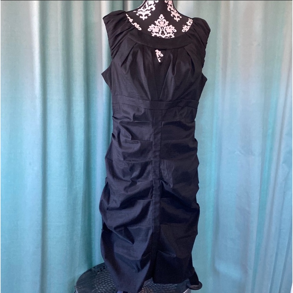 S.L. Fashions Sexy Black Ruched Special Occasion Party Cocktail Ball Dress sz 16